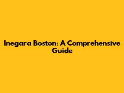 Inegara Boston: A Comprehensive Guide