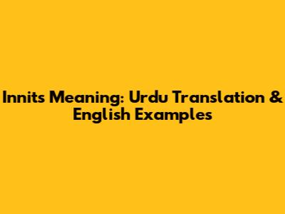 Innit's Meaning: Urdu Translation & English Examples