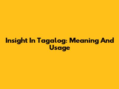 Insight In Tagalog: Meaning And Usage