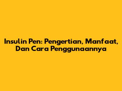 Insulin Pen: Pengertian, Manfaat, Dan Cara Penggunaannya