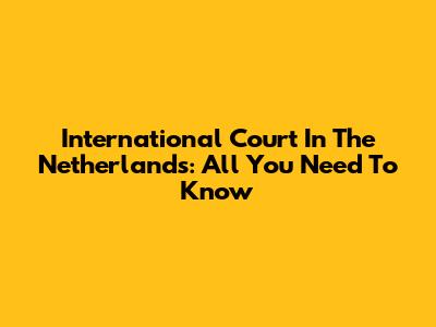 International Court In The Netherlands: All You Need To Know