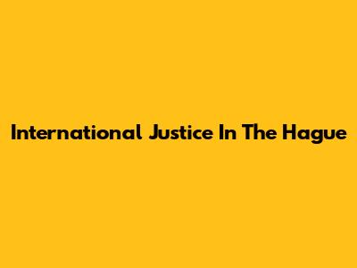 International Justice In The Hague