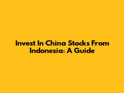 Invest In China Stocks From Indonesia: A Guide