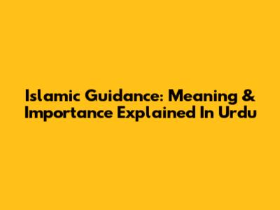 Islamic Guidance: Meaning & Importance Explained In Urdu