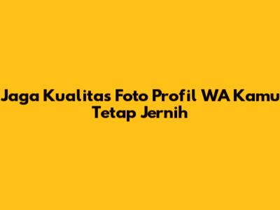 Jaga Kualitas Foto Profil WA Kamu Tetap Jernih