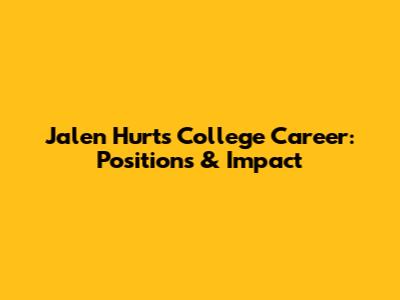 Jalen Hurts College Career: Positions & Impact