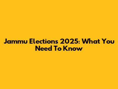 Jammu Elections 2025: What You Need To Know