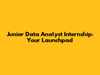 Junior Data Analyst Internship: Your Launchpad