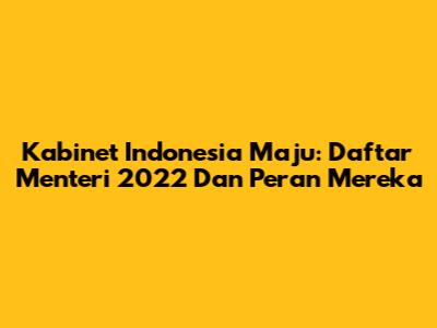 Kabinet Indonesia Maju: Daftar Menteri 2022 Dan Peran Mereka