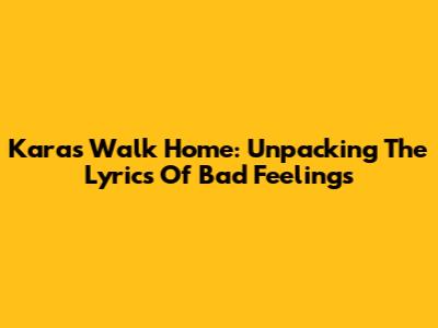 Kara's Walk Home: Unpacking The Lyrics Of 'Bad Feelings'
