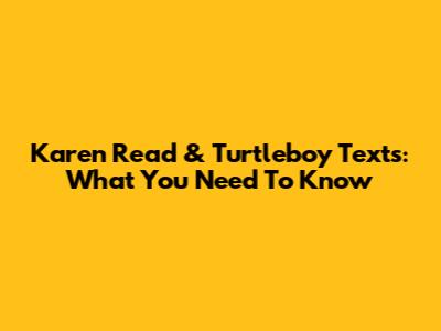 Karen Read & Turtleboy Texts: What You Need To Know