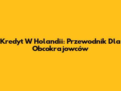 Kredyt W Holandii: Przewodnik Dla Obcokrajowców