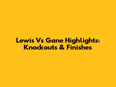 Lewis Vs Gane Highlights: Knockouts & Finishes