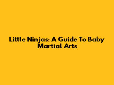 Little Ninjas: A Guide To Baby Martial Arts
