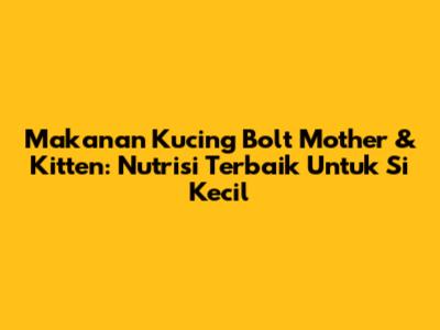 Makanan Kucing Bolt Mother & Kitten: Nutrisi Terbaik Untuk Si Kecil