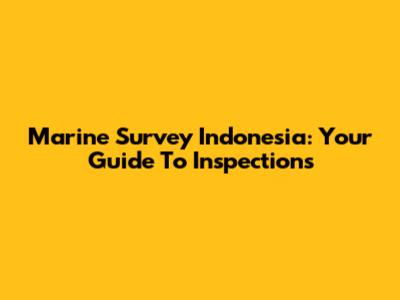 Marine Survey Indonesia: Your Guide To Inspections
