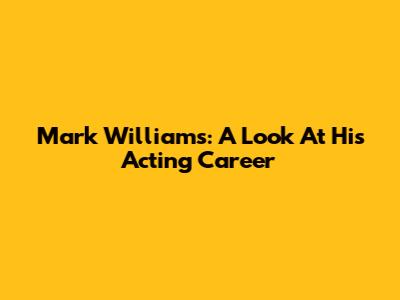 Mark Williams: A Look At His Acting Career