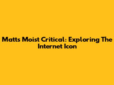 Matt's "Moist Critical": Exploring The Internet Icon
