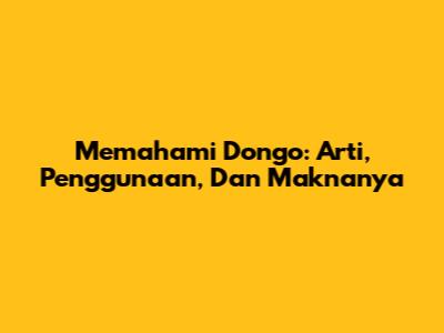 Memahami Dongo: Arti, Penggunaan, Dan Maknanya