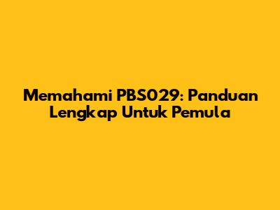 Memahami PBS029: Panduan Lengkap Untuk Pemula