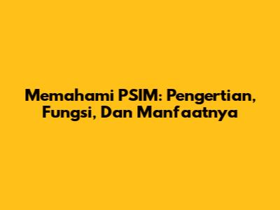 Memahami PSIM: Pengertian, Fungsi, Dan Manfaatnya