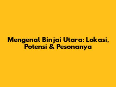 Mengenal Binjai Utara: Lokasi, Potensi & Pesonanya