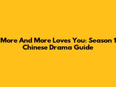 More And More Loves You: Season 1 Chinese Drama Guide