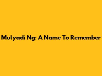 Mulyadi Ng: A Name To Remember