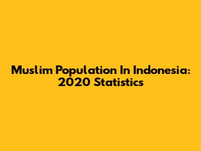 Muslim Population In Indonesia: 2020 Statistics