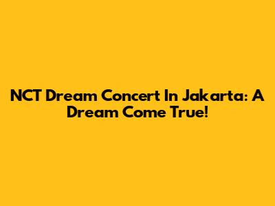 NCT Dream Concert In Jakarta: A Dream Come True!