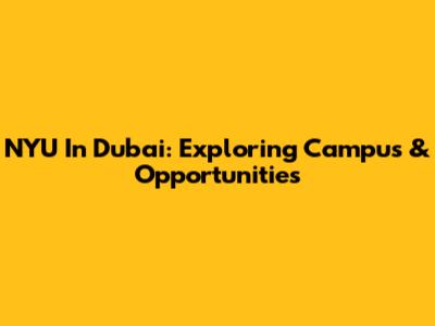 NYU In Dubai: Exploring Campus & Opportunities