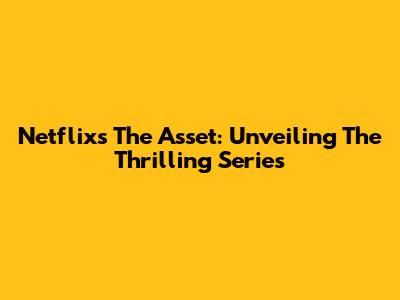 Netflix's 'The Asset': Unveiling The Thrilling Series