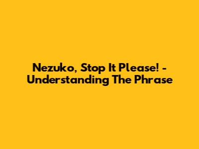 Nezuko, Stop It Please! - Understanding The Phrase