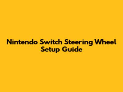 Nintendo Switch Steering Wheel Setup Guide
