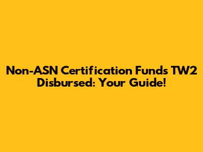 Non-ASN Certification Funds TW2 Disbursed: Your Guide!