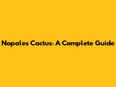 Nopales Cactus: A Complete Guide