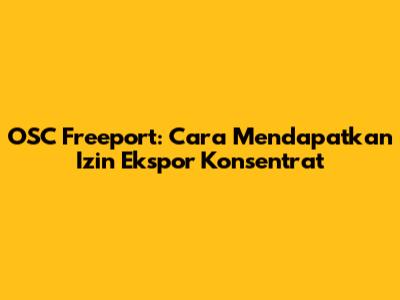 OSC Freeport: Cara Mendapatkan Izin Ekspor Konsentrat