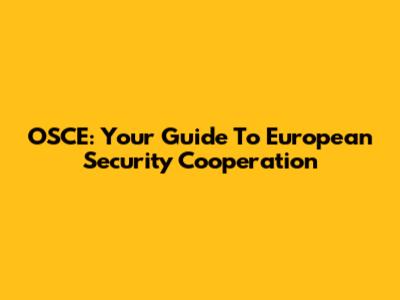 OSCE: Your Guide To European Security Cooperation