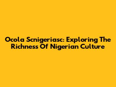 Ocola Scnigeriasc: Exploring The Richness Of Nigerian Culture