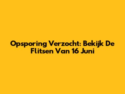 Opsporing Verzocht: Bekijk De Flitsen Van 16 Juni