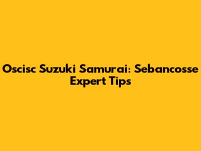 Oscisc Suzuki Samurai: Sebancosse Expert Tips