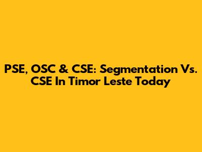 PSE, OSC & CSE: Segmentation Vs. CSE In Timor Leste Today