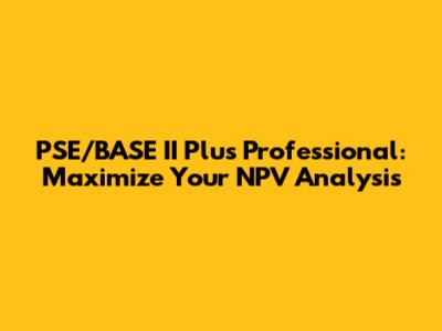 PSE/BASE II Plus Professional: Maximize Your NPV Analysis