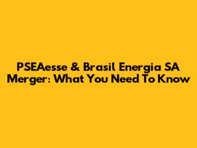 PSEAesse & Brasil Energia SA Merger: What You Need To Know