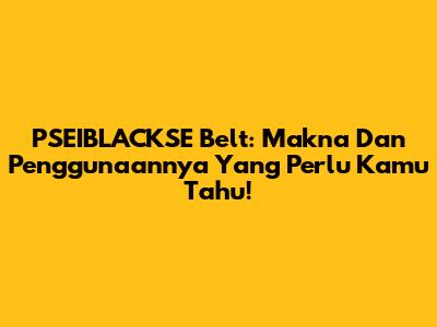 PSEIBLACKSE Belt: Makna Dan Penggunaannya Yang Perlu Kamu Tahu!
