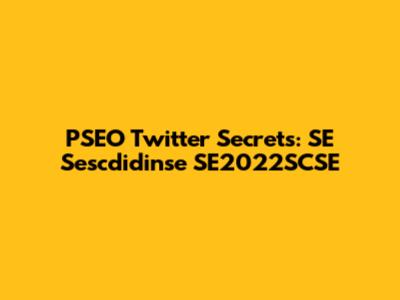 PSEO Twitter Secrets: SE Sescdidinse SE2022SCSE