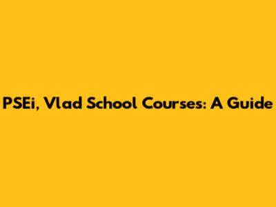 PSEi, Vlad School Courses: A Guide