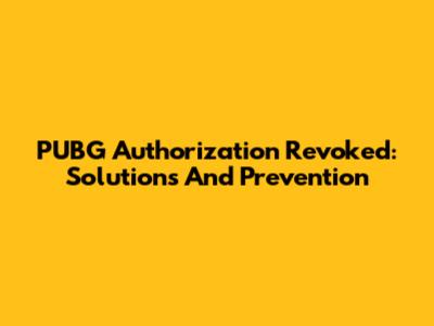 PUBG Authorization Revoked: Solutions And Prevention