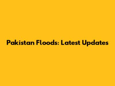 Pakistan Floods: Latest Updates