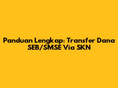 Panduan Lengkap: Transfer Dana SEB/SMSE Via SKN